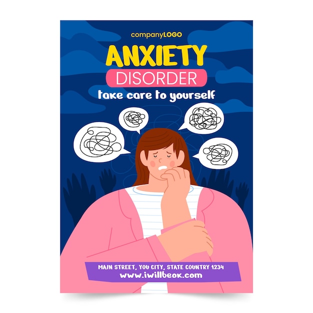 Vector hand drawn anxiety poster