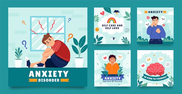 Vector hand drawn anxiety  template