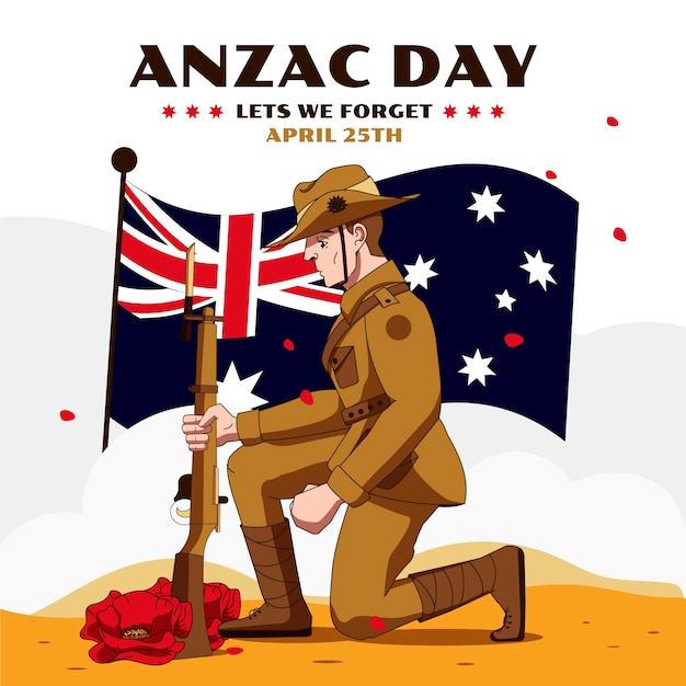 hand drawn anzac day illustration