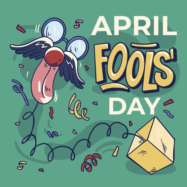 Hand drawn april fools' day illustration