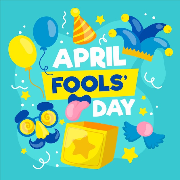 Hand drawn april fools' day illustration