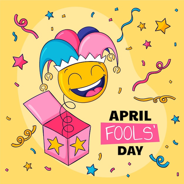 Vector hand drawn april fools day illustration