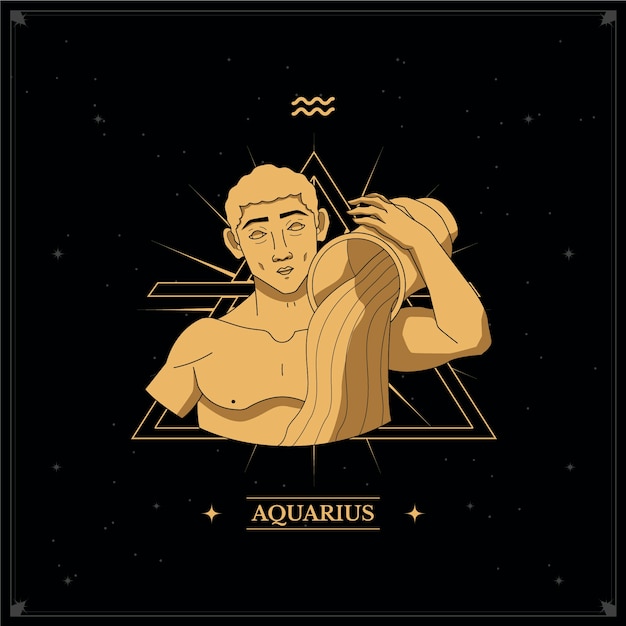 Hand drawn aquarius logo with vessel