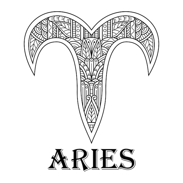 Hand drawn of aries in zentangle style