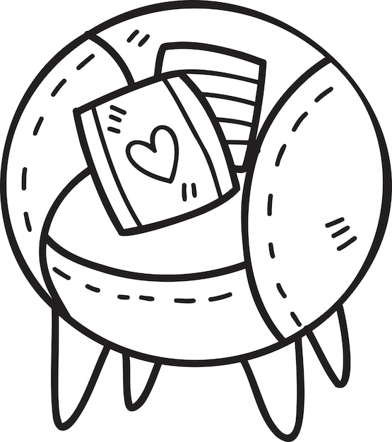 Hand Drawn Armchair and heart pillow illustration