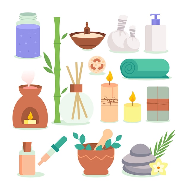 Vector hand drawn aromatherapy element collection