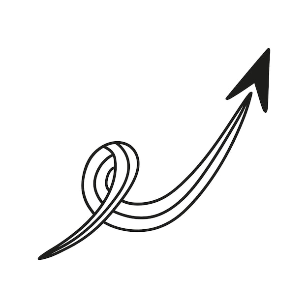 Hand drawn arrow isolated on a white background doodle simple outline illustration