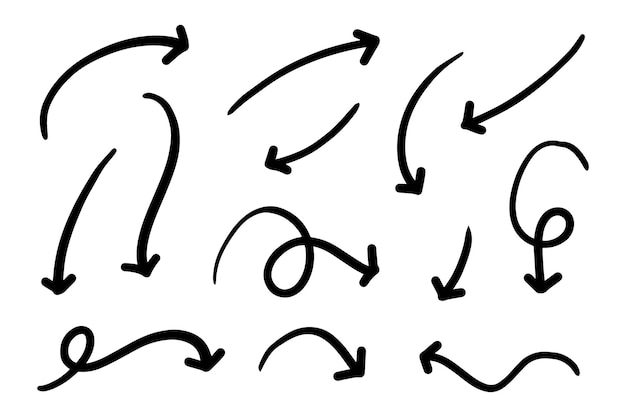 손으로 그린 화살표 세트 낙서 벡터 일러스트 레이 션