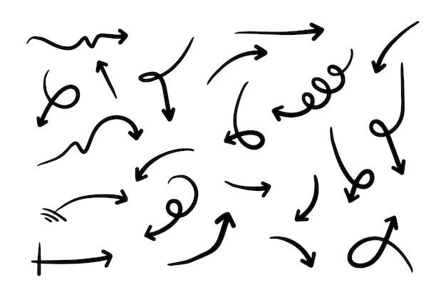 손으로 그린 화살표 세트 낙서 벡터 일러스트 레이 션
