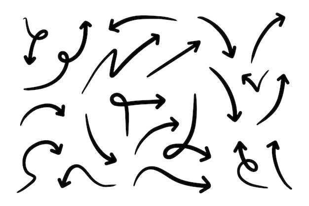 손으로 그린 화살표 세트 낙서 벡터 일러스트 레이 션