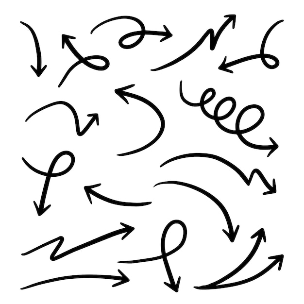 Hand drawn arrow set Doodle vector illustration
