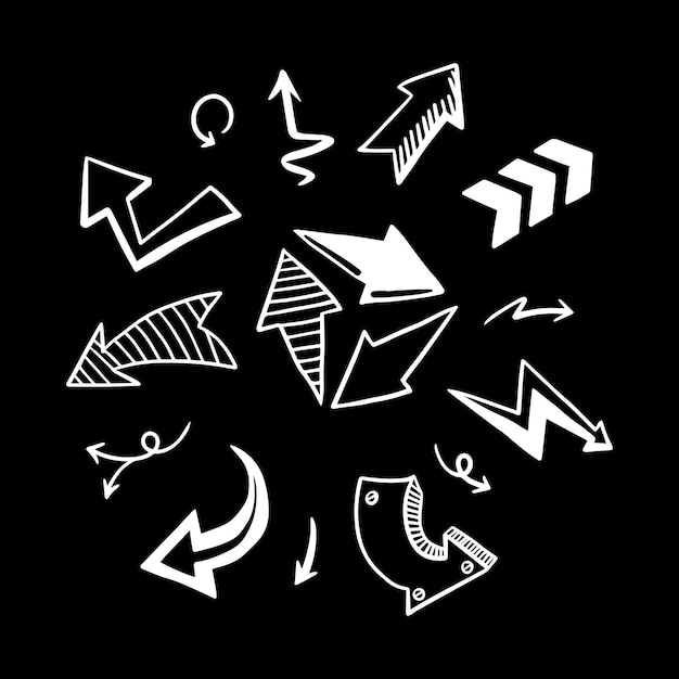 Hand drawn arrow set Doodle vector illustration