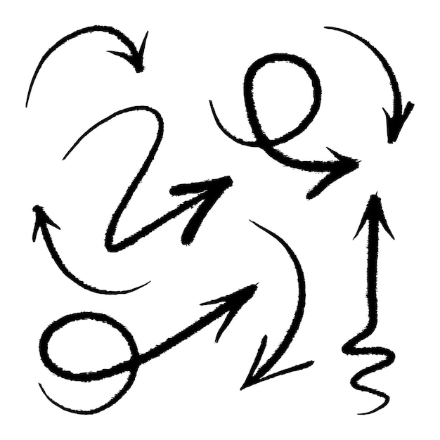 Set di frecce disegnate a mano illustrazione vettoriale di doodle