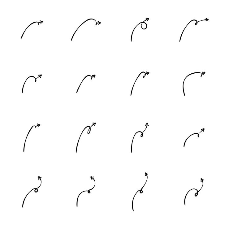 Vector hand drawn arrow set isolated vector illustration