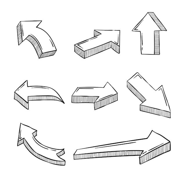 Vettore elemento vettoriale a freccia disegnato a mano adatto per doodle a freccia e elemento infografico