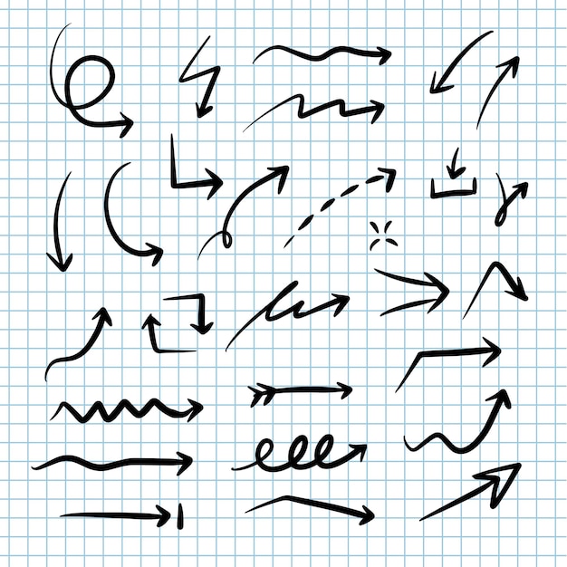 hand drawn arrow vector set