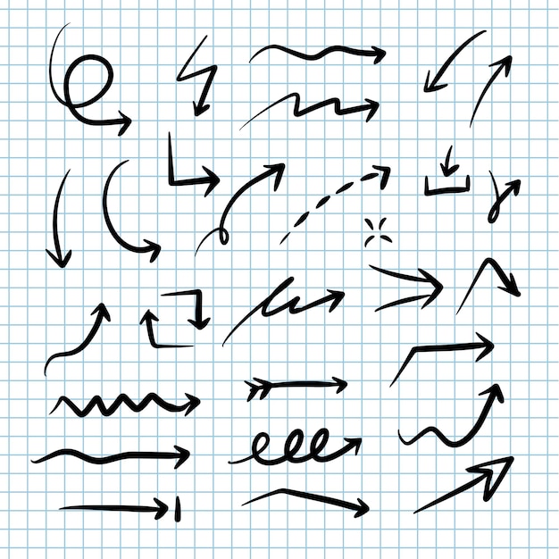 손으로 그린 화살표 벡터 세트