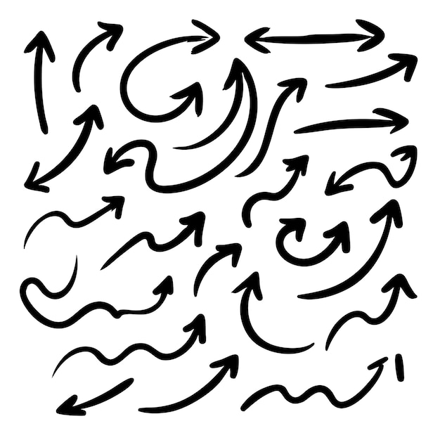 落書きスタイルの手描きの矢印コレクション