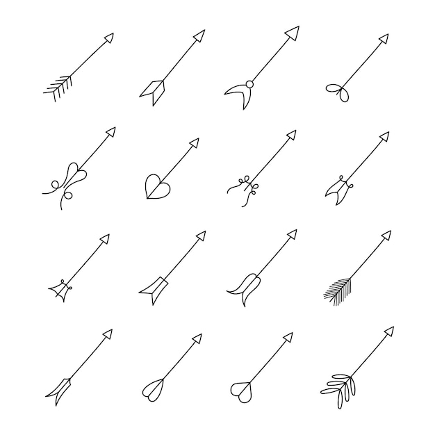 Hand drawn arrows element vector illustration set isolated