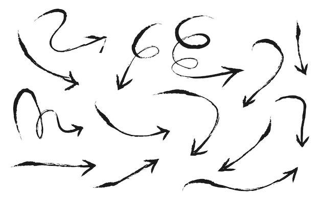 手描きの矢印アイコンさまざまな方向で矢印アイコンを設定落書きベクトル図