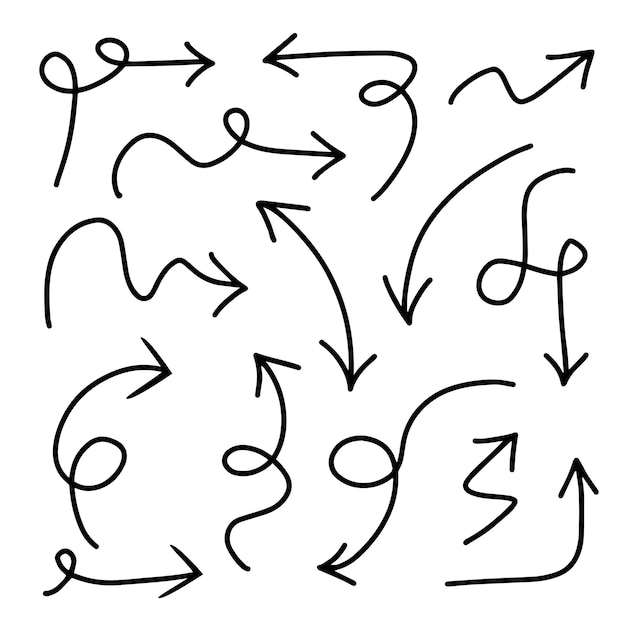 Hand drawn Arrows icons Set arrow icon with various directions