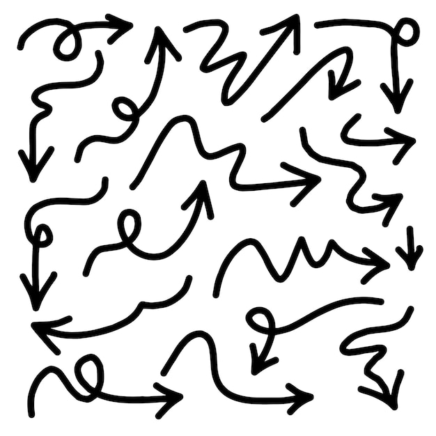 hand drawn arrows icons set arrow icon with various directions