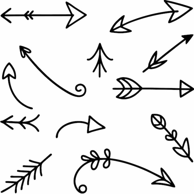 Hand Drawn Arrows with Different Styles and Shapes