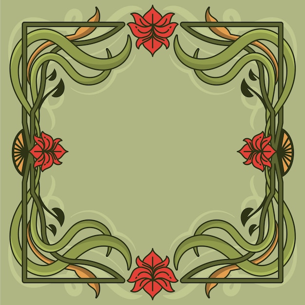 Vector hand drawn art nouveau frame design