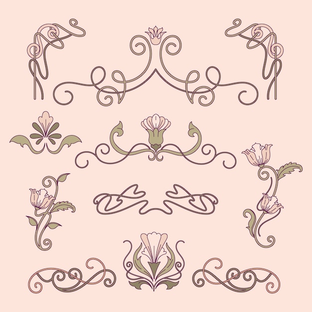 Vector hand drawn art nouveau frame design