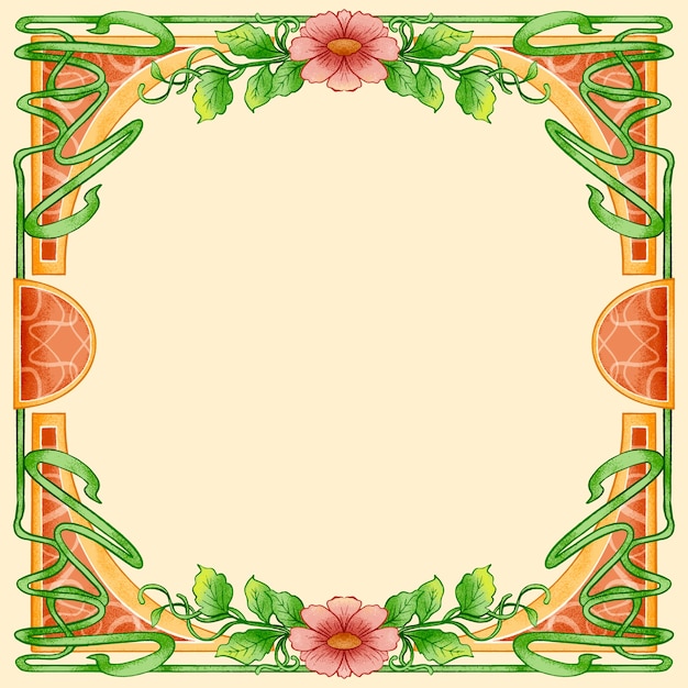 Vector hand drawn art nouveau frame design