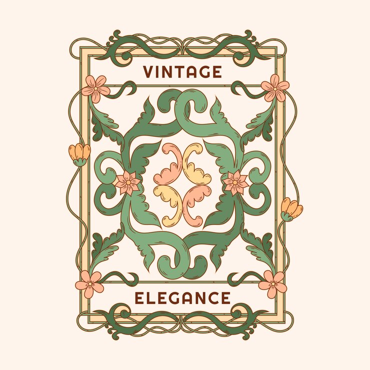 Vector hand drawn art nouveau  label design