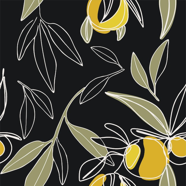 Hand drawn artistic lemon pattern Abstract organic shapes print Collage contemporary design