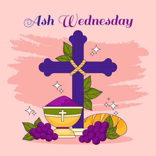 Hand drawn ash wednesday illustration