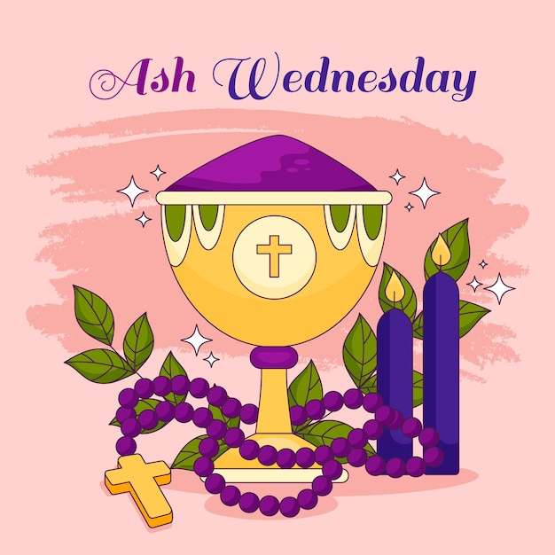 Hand drawn ash wednesday illustration