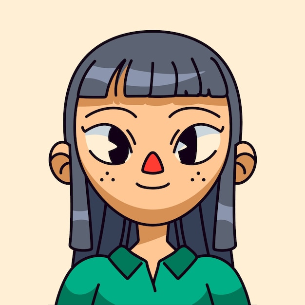 Vector hand drawn asian face cartoon illustration