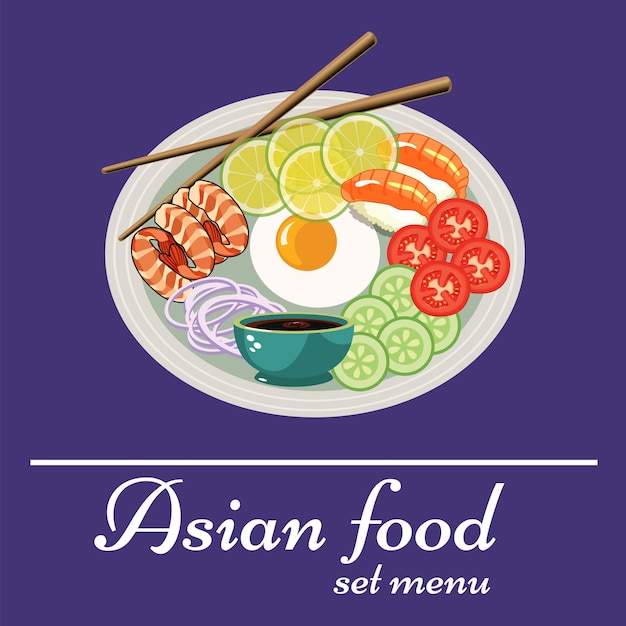 Vector hand drawn asian food