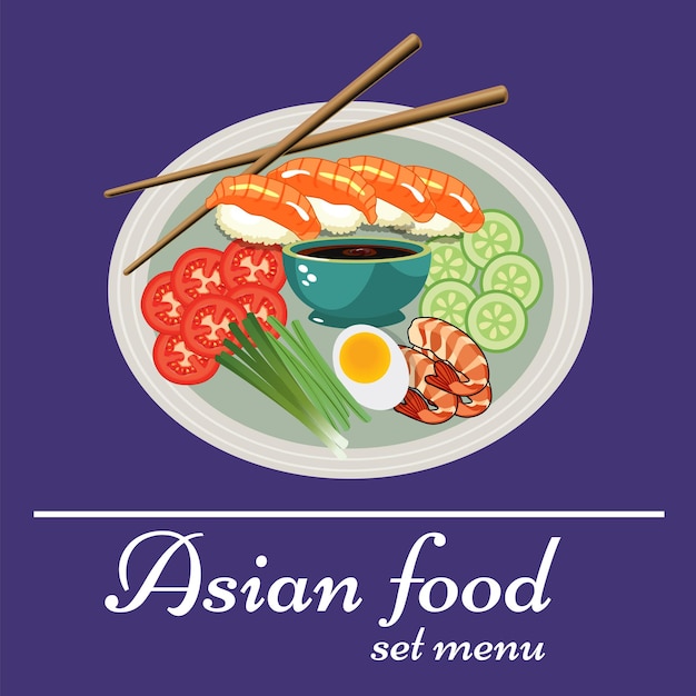 Vector hand drawn asian food