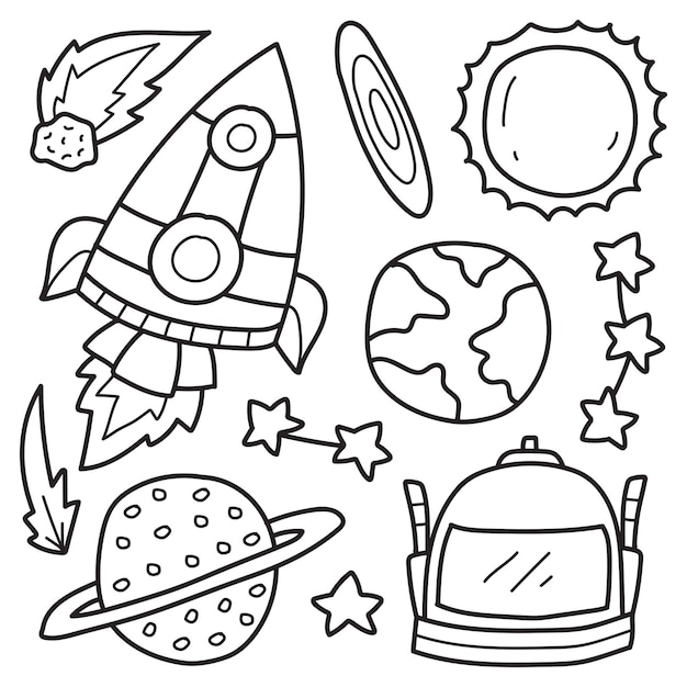 手描きの宇宙飛行士落書き漫画の着色デザイン