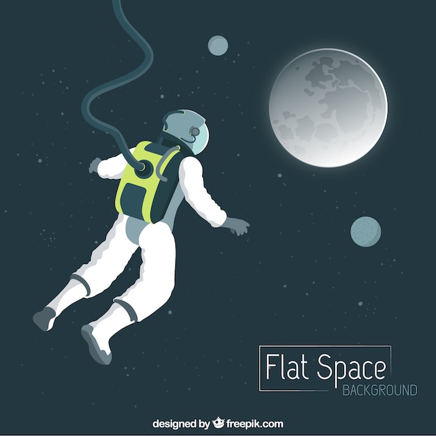 月へ飛んで手描き宇宙飛行士