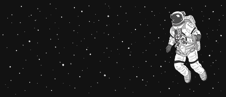 Vector hand drawn astronaut and space background