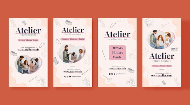 Hand drawn atelier instagram stories template