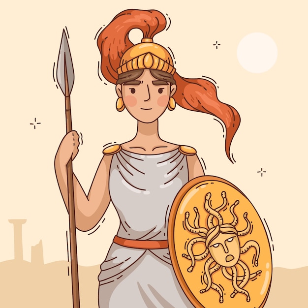 Hand drawn athena illustration