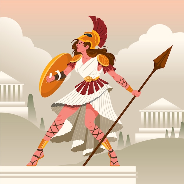 Hand drawn athena illustration
