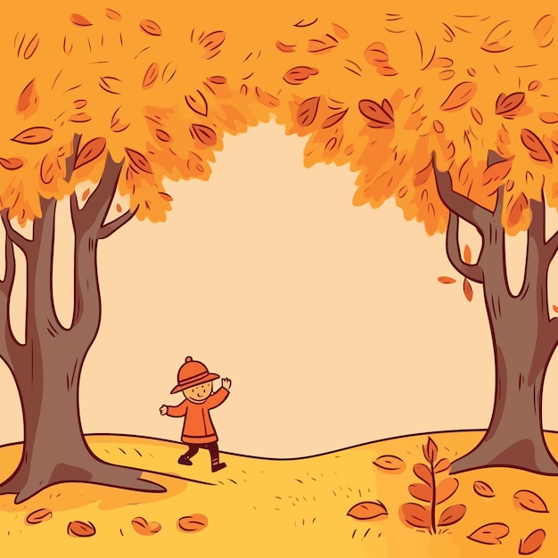 Vector hand drawn autumn background vector illustration