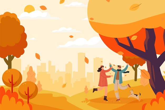 Vector hand drawn autumn background