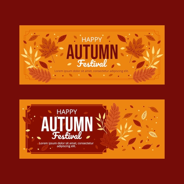 Vector hand drawn autumn banners set