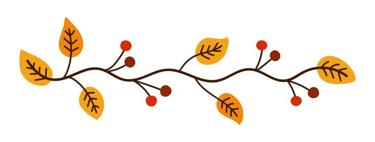 Vector hand drawn autumn decorative vector line with leaves and seasonal berries. doodle ornate tree branch