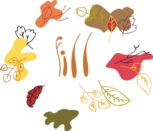 Vector hand drawn autumn elements illustration