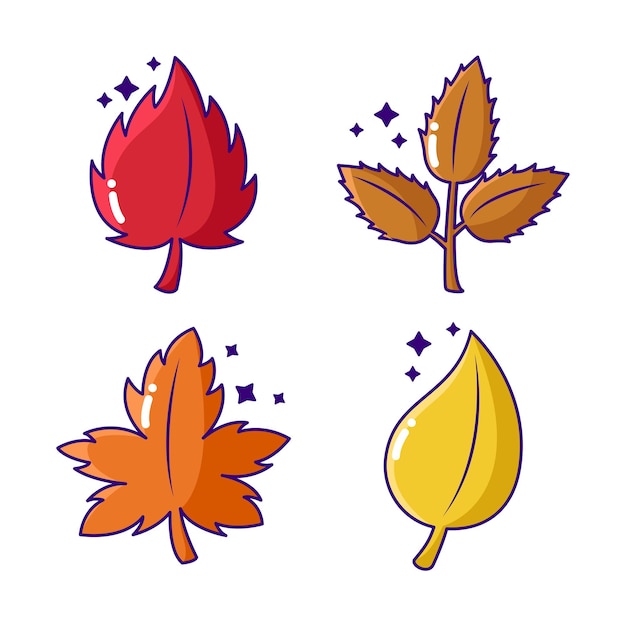 Hand drawn autumn leaves collection