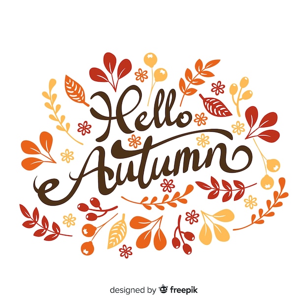 Vector hand drawn autumn lettering background